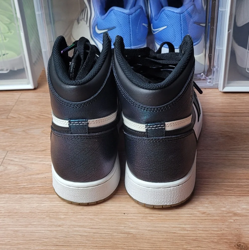 Nike Air Jordan 1 High Top Sneakers - Black, White, Teal Iridescent